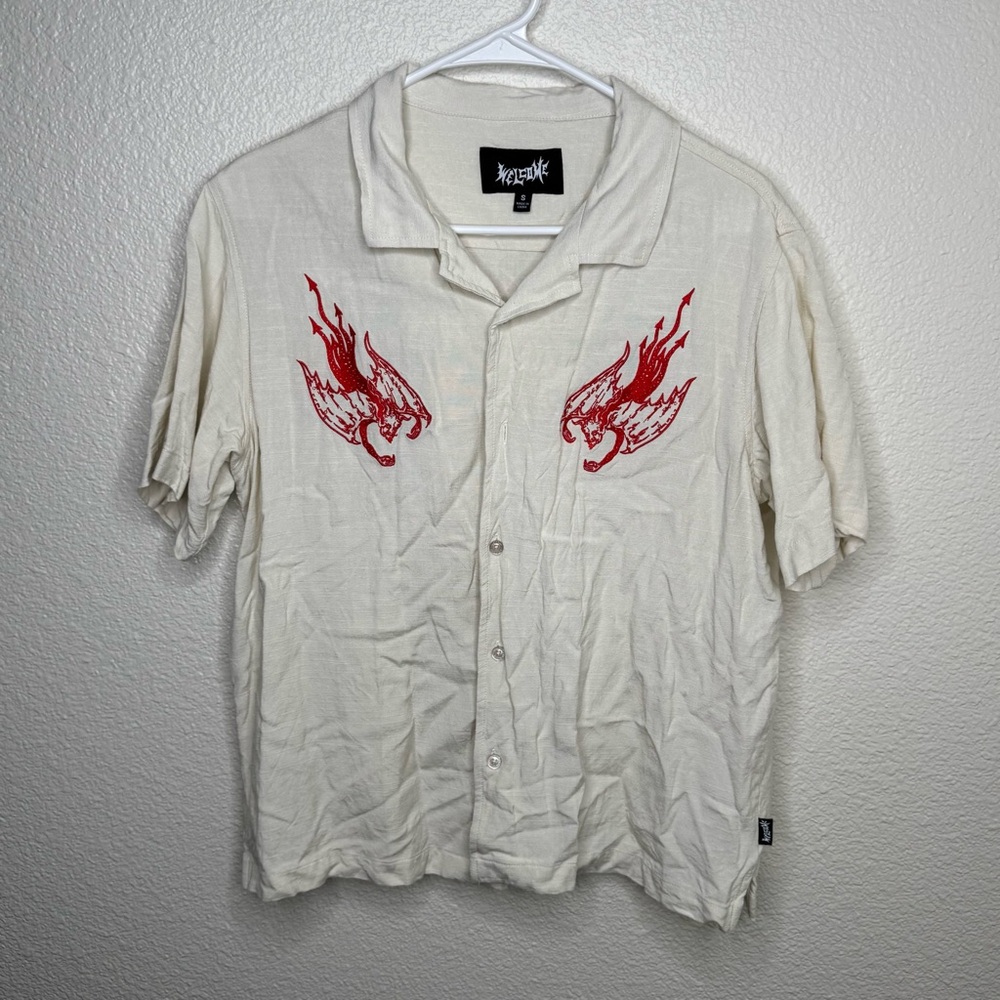 Welcome Hellion Bone Short Sleeve Button Up Shirt